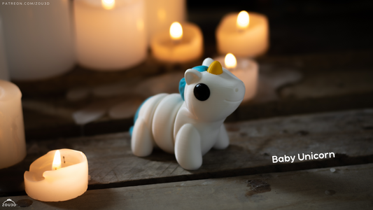 Baby Unicorn - 3D printed collectible figure by ZOU3D, view 2