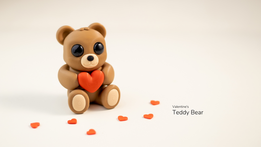 Tiny Valentines Teddy Bear - 3D printed collectible figure by ZOU3D, view 2