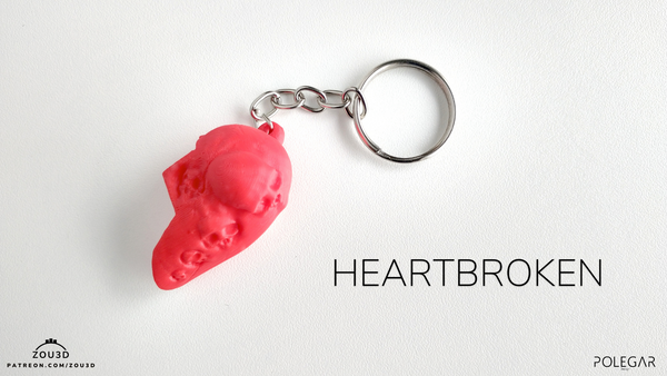 Broken Heart Figurine - 3D Printed Heartbroken Desk Decor, Anti-Valentine Gift
