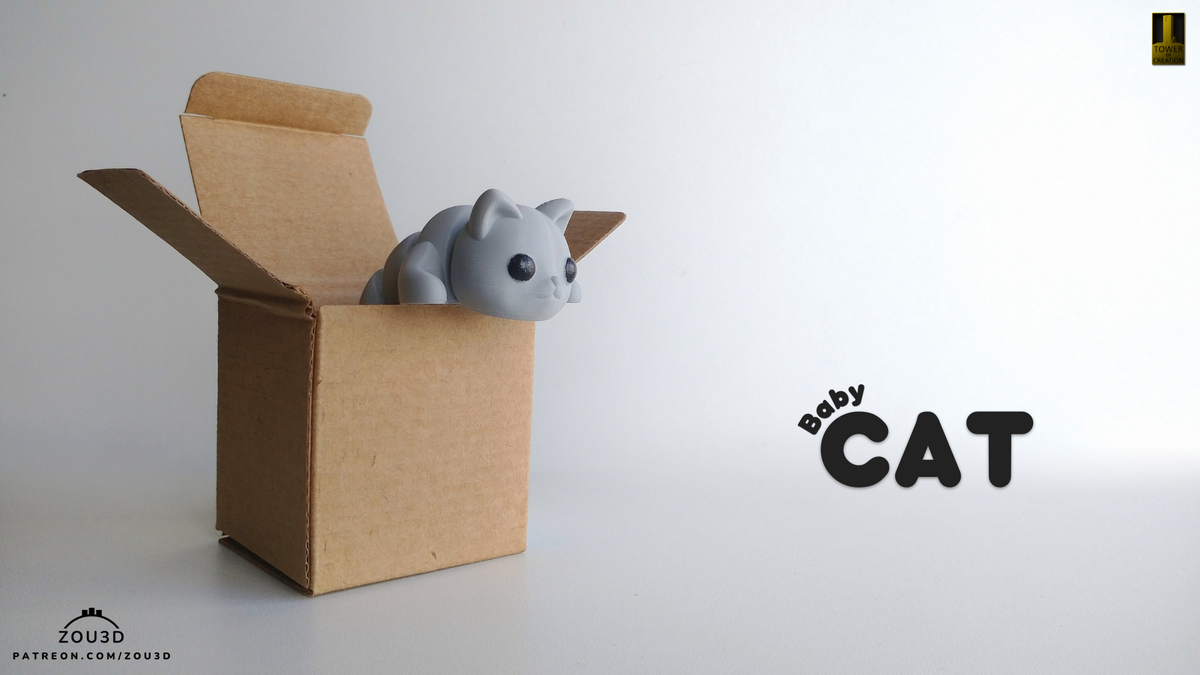 Baby Cat - 3D printed collectible figure by ZOU3D, view 3