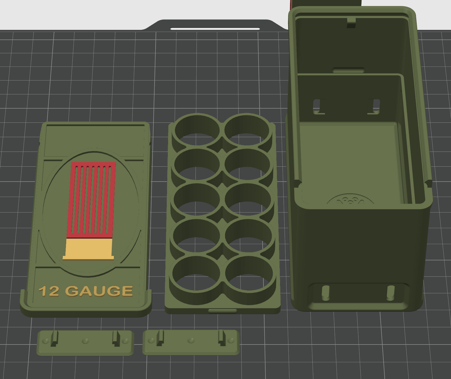 12 gauge 10 shell 3D printed ammo storage box by SquigglePrintz