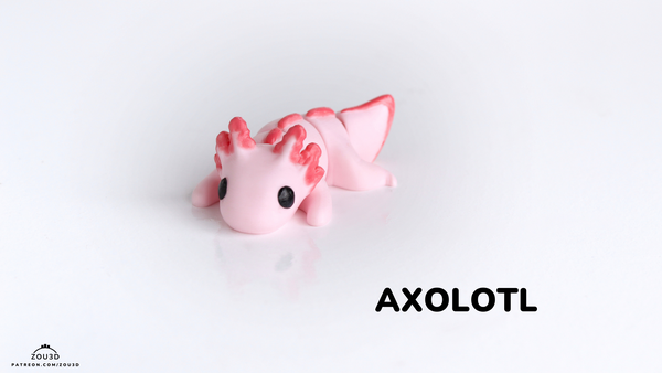 Axolotl Figurine & Keychain - Cute Baby Axolotl 3D Printed Desk Decor, Kawaii Axolotl Gift