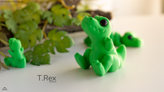 T Rex Sculpture - 3D printed collectible figure by ZOU3D, view 2
