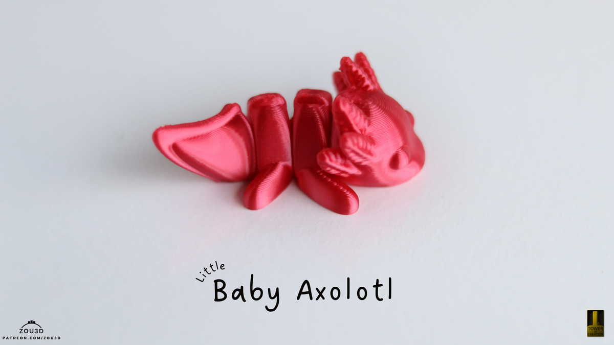 Little Baby Axolotl - 3D printed collectible figure by ZOU3D, view 3