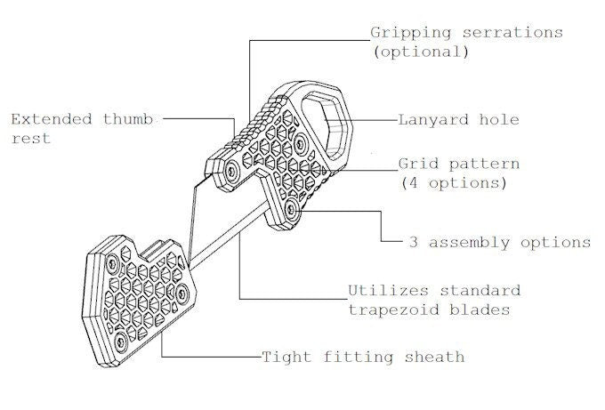 EDGE - 3D printed fixed blade utility knife
