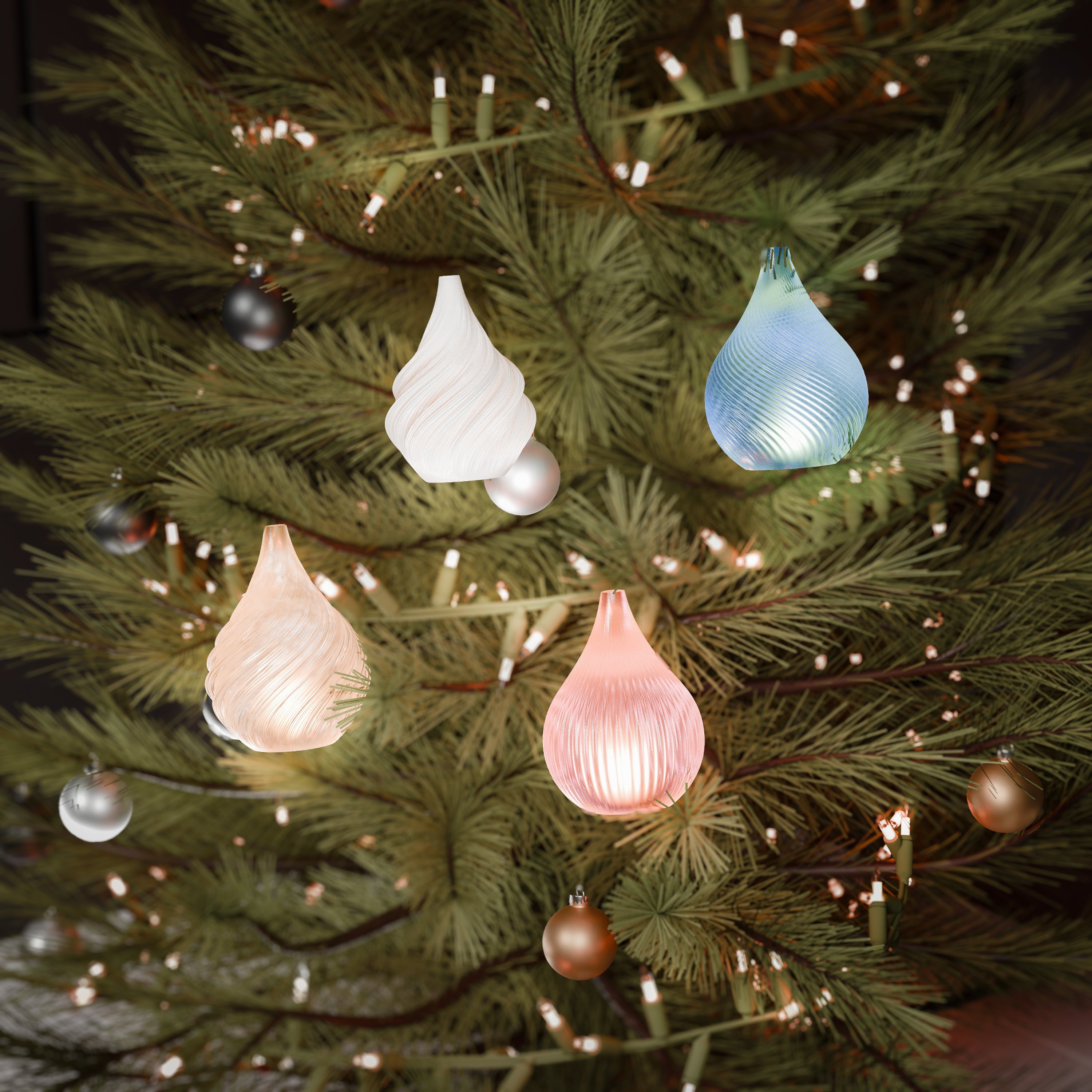 Swirl Drop Ornaments Set