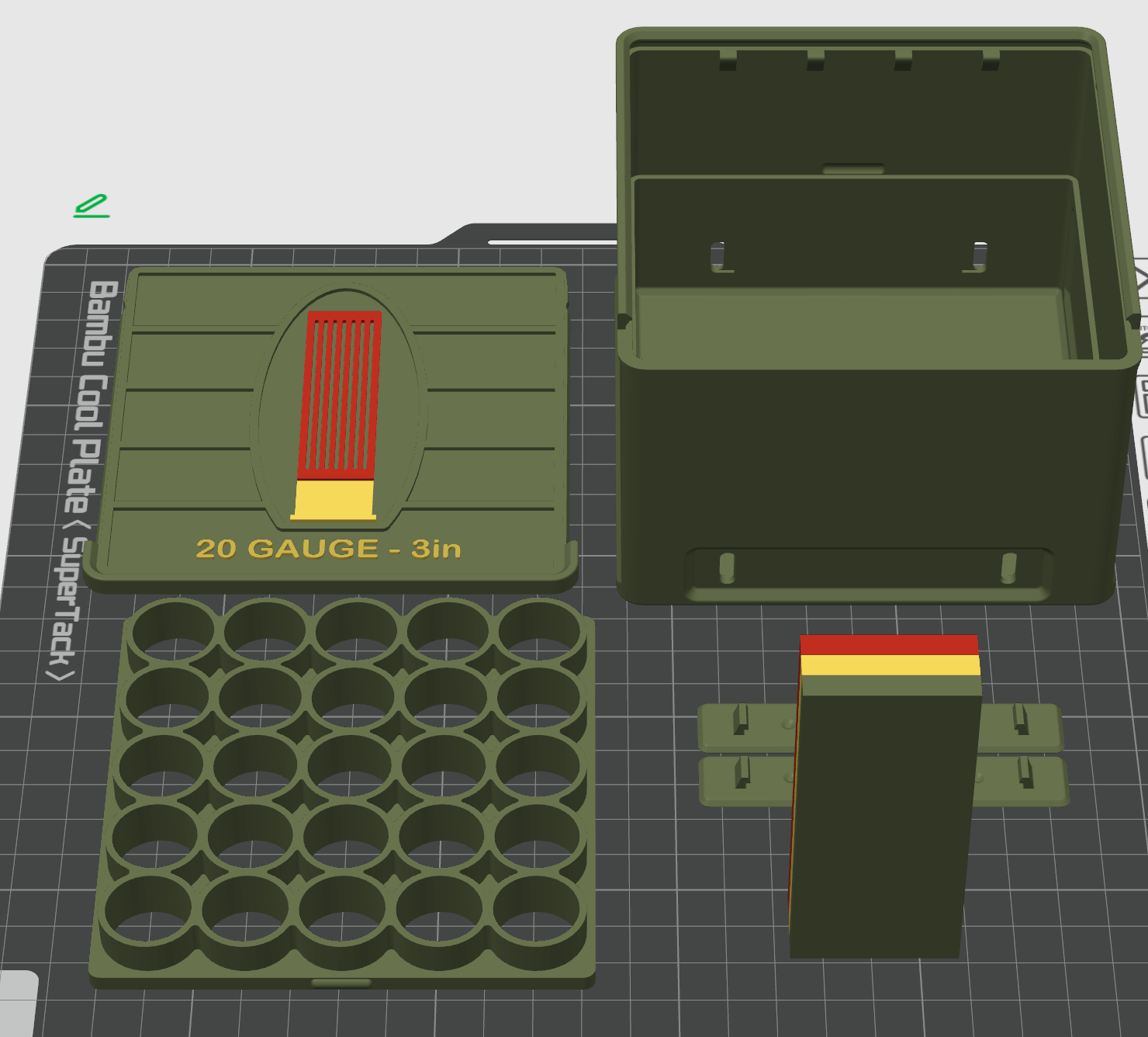 3D printed 20 gauge shotgun shell holder and storage box by SquigglePrintz
