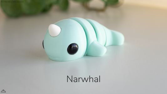 Baby Narwhal - 3D printed collectible figure by ZOU3D, view 2