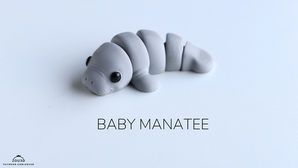 Cute Manatee Figurine & Keychain - Baby Manatee 3D Printed Sea Cow Ocean Desk Decor Gift