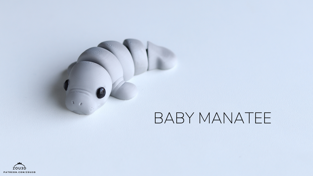 Baby Manatee - 3D printed collectible figure by ZOU3D, view 2