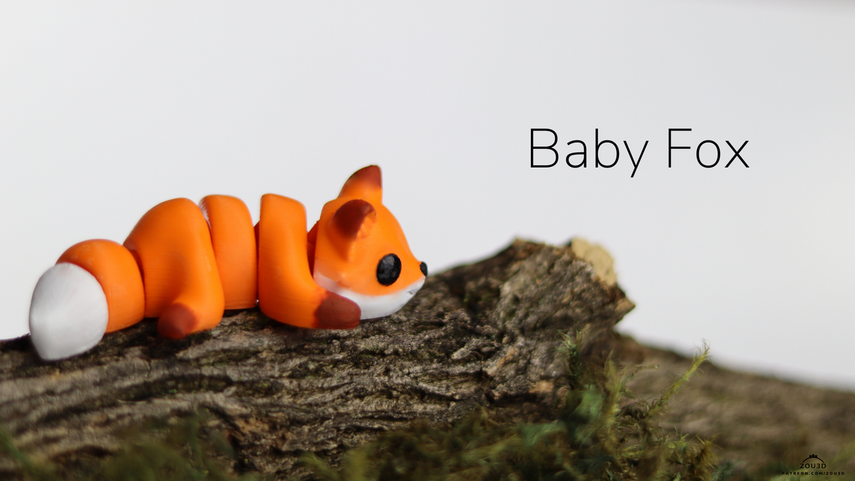 Baby Fox - 3D printed collectible figure by ZOU3D, view 2
