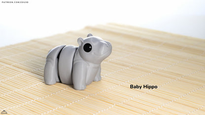 Baby Hippo - 3D printed collectible figure by ZOU3D, view 2