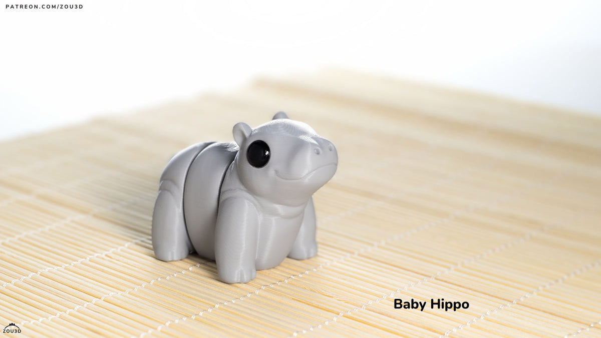 Baby Hippo - 3D printed collectible figure by ZOU3D, view 3