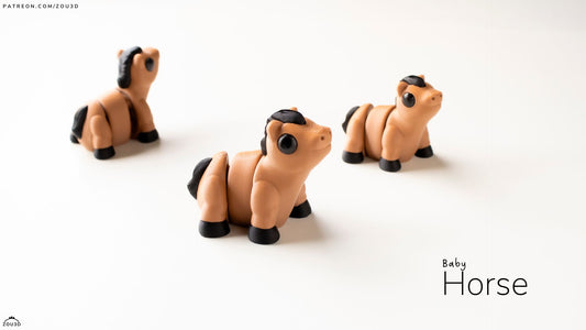 Baby Horse Figure - 3D printed collectible figure, design by ZOU3D