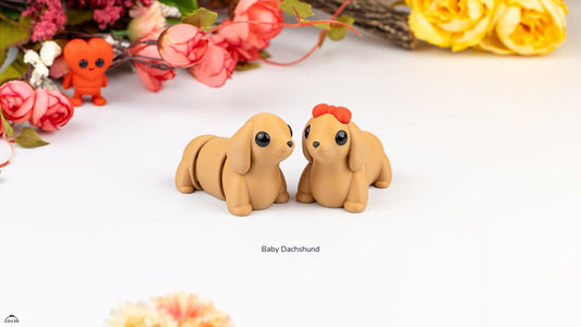 Baby Dachshund Figure - 3D printed collectible figure, design by ZOU3D
