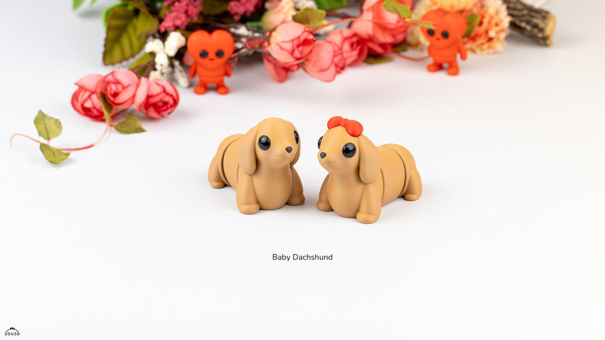 Baby Dachshund - 3D printed collectible figure by ZOU3D, view 3