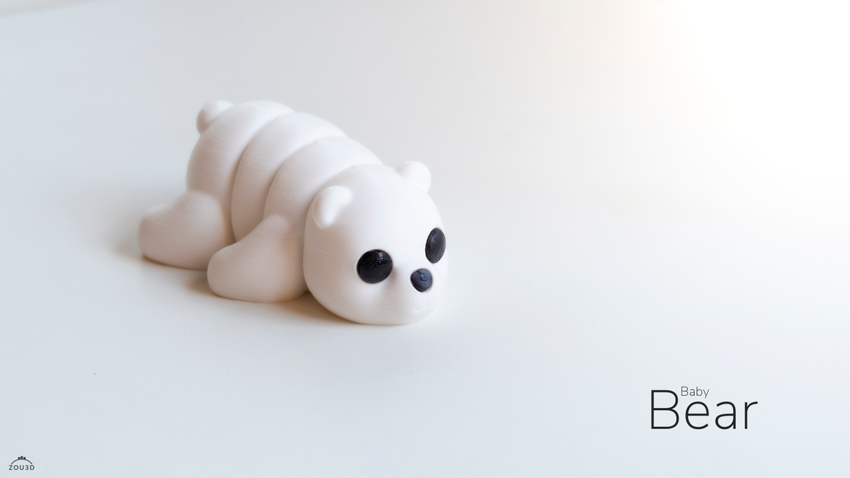 Baby Bear - 3D printed collectible figure by ZOU3D, view 3