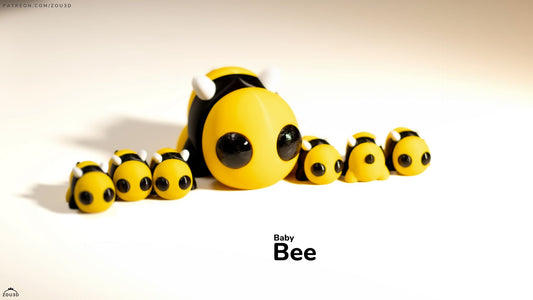 Baby Bee Figure - 3D printed collectible figure, design by ZOU3D