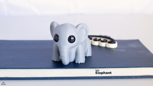 Baby Elephant Figure - 3D printed collectible figure, design by ZOU3D
