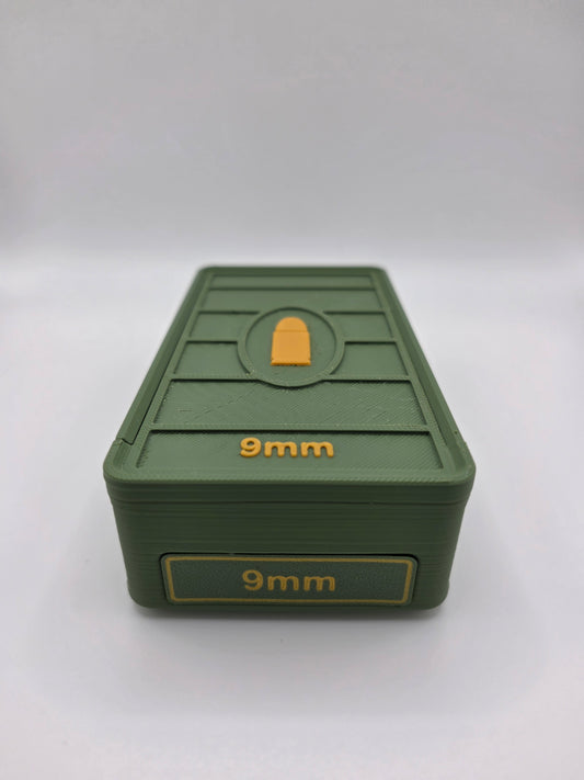 9mm Ammo Storage Box – 50 Round Sliding-Lid Case