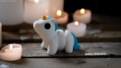 Baby Unicorn Figure - 3D printed collectible figure, design by ZOU3D