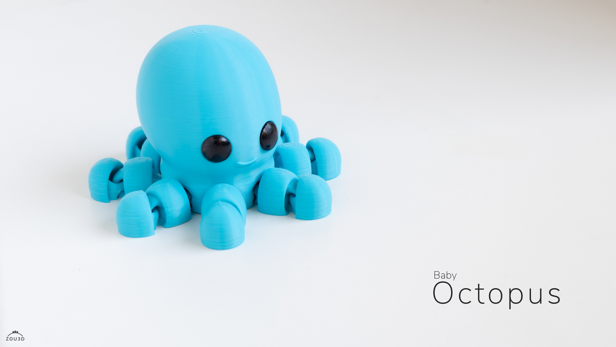 Baby Octopus Figure - 3D printed collectible figure, design by ZOU3D