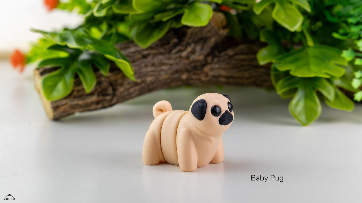 ZOU3D Baby Pug - Pet Baby Figures 5-Piece Set, 3D printed by SquigglePrintz, design by ZOU3D