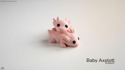 Baby Axolotl Sculpture - 3D printed collectible figure by ZOU3D, view 2