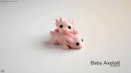 Baby Axolotl Sculpture - 3D printed collectible figure by ZOU3D, view 2