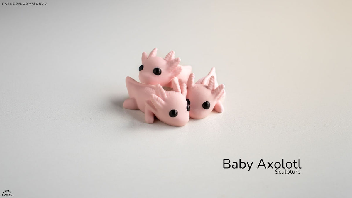 Baby Axolotl Sculpture - 3D printed collectible figure by ZOU3D, view 3