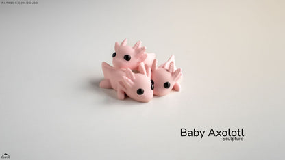 Baby Axolotl Sculpture - 3D printed collectible figure by ZOU3D, view 3