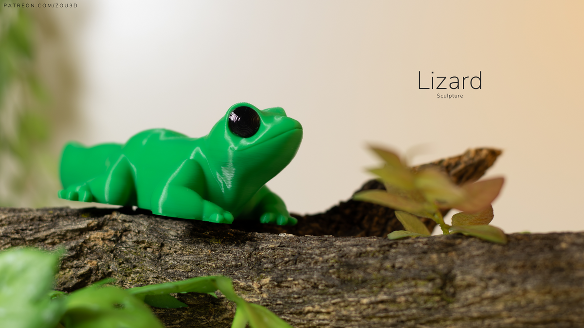 Lizard Sculpture - 3D printed collectible figure, design by ZOU3D