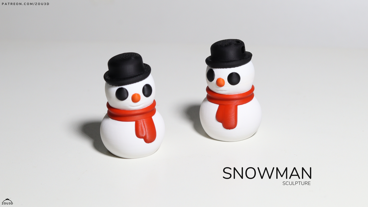 Snowman Sculpture - Christmas Baby Figures 5-Piece Set, 3D printed by SquigglePrintz, design by ZOU3D