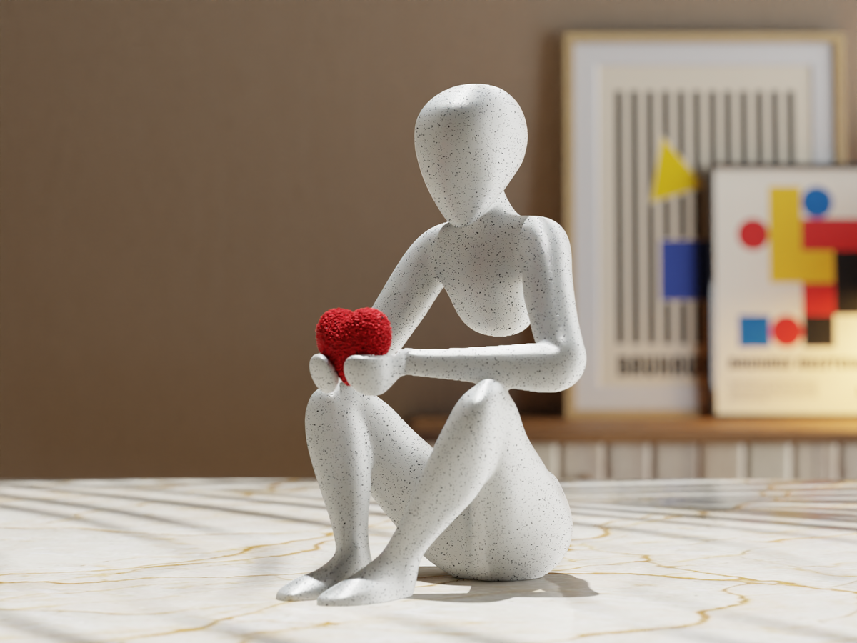 Love's Embrace abstract couple sculpture, 3D printed decor. Design by Collecticraft.