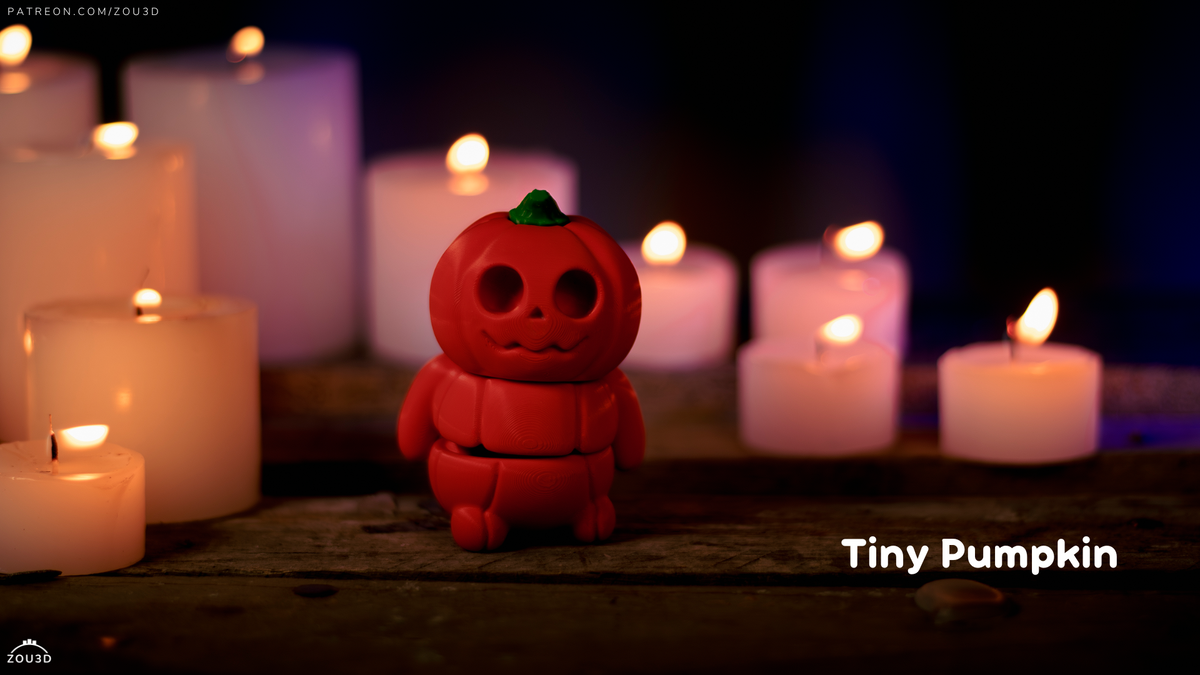 Tiny Pumpkin - 3D printed collectible figure, design by ZOU3D