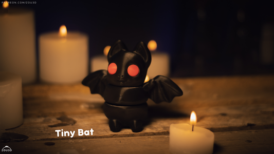 Tiny Bat - 3D printed collectible figure by ZOU3D, view 2