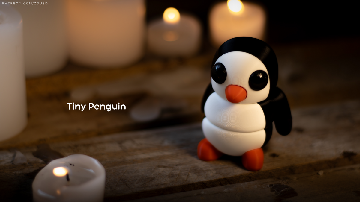 Tiny Penguin - 3D printed collectible figure, design by ZOU3D