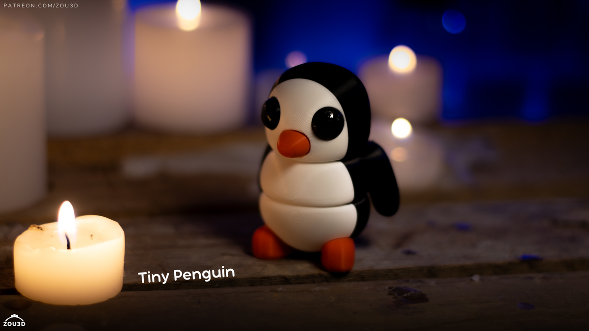 Tiny Penguin - 3D printed collectible figure by ZOU3D, view 3