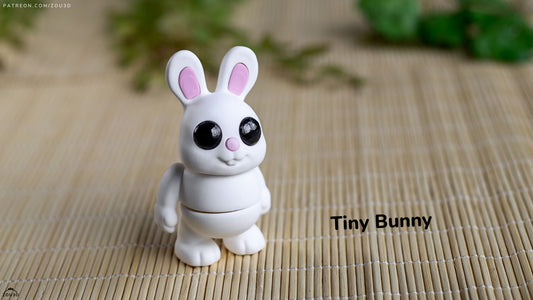 Tiny Bunny - 3D printed collectible figure, design by ZOU3D