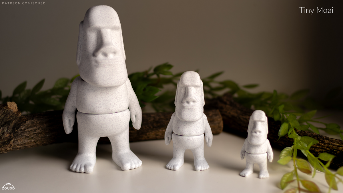 Tiny Moai - 3D printed collectible figure, design by ZOU3D