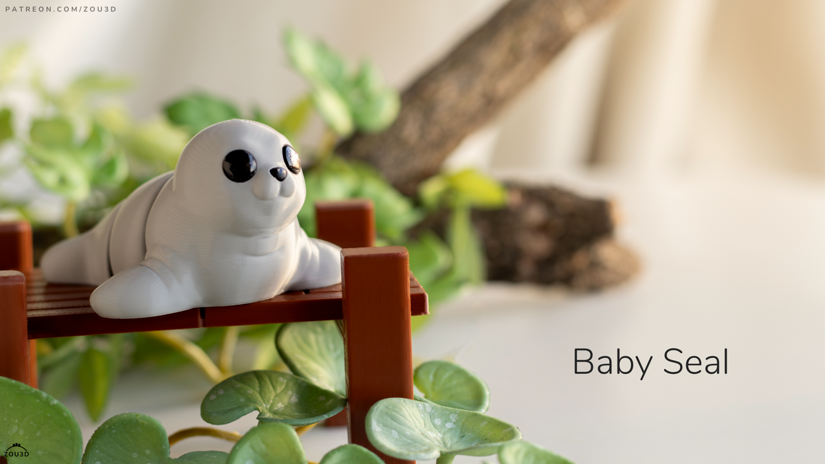 Baby Seal - 3D printed collectible figure by ZOU3D, view 4