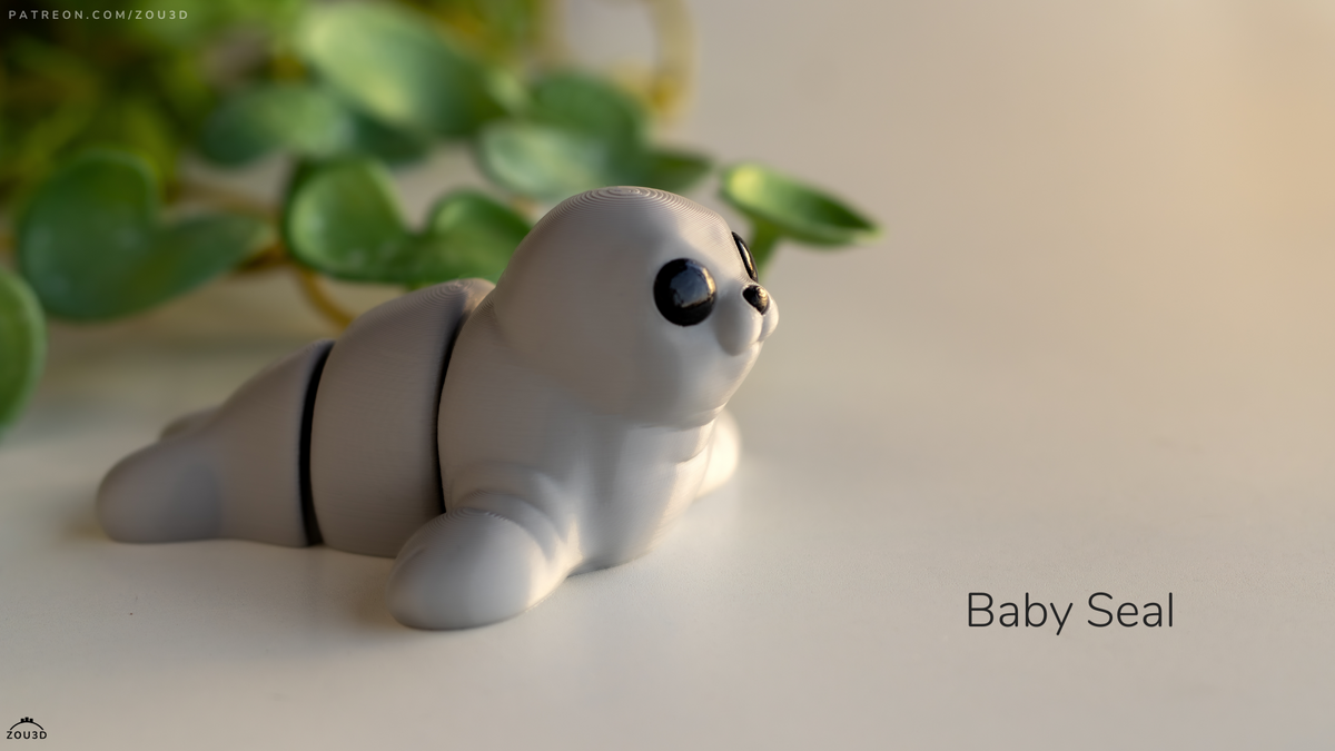 Baby Seal - 3D printed collectible figure by ZOU3D, view 5
