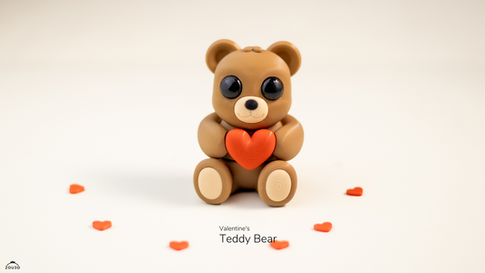 Tiny Valentines Teddy Bear - 3D printed collectible figure, design by ZOU3D