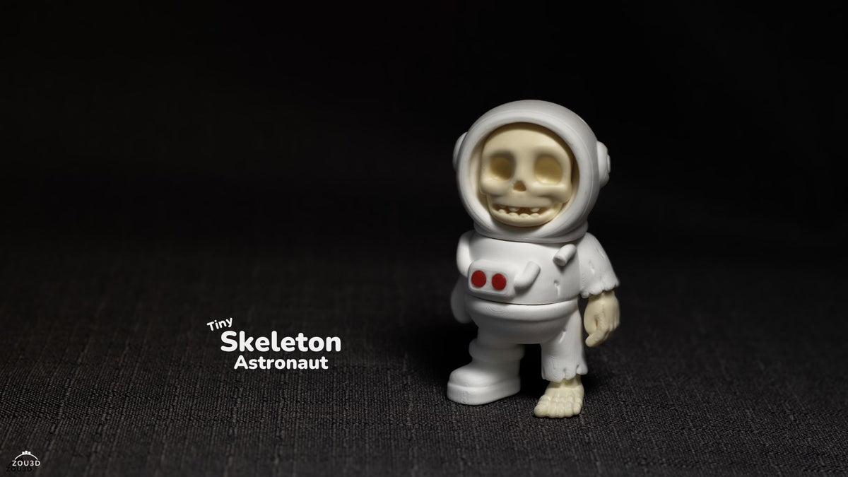 Tiny Skeleton Astronaut - 3D printed collectible figure, design by ZOU3D