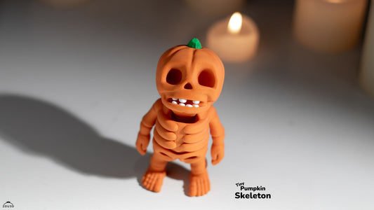 Tiny Pumpkin Skeleton - 3D printed collectible figure, design by ZOU3D