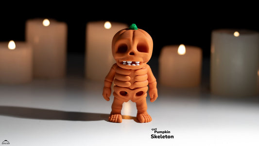 Tiny Pumpkin Skeleton - 3D printed collectible figure by ZOU3D, view 2