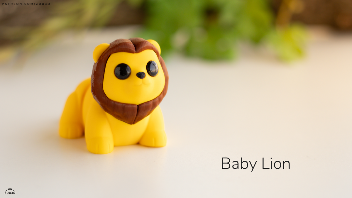 Baby Lion - 3D printed collectible figure by ZOU3D, view 3