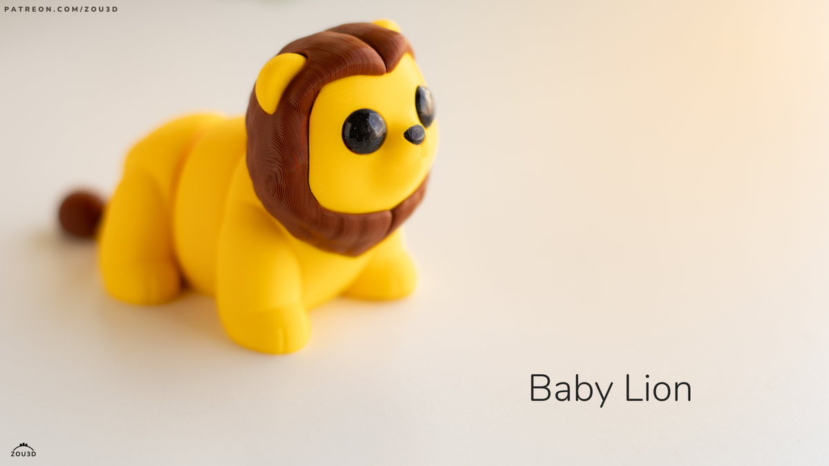 Baby Lion - 3D printed collectible figure by ZOU3D, view 4