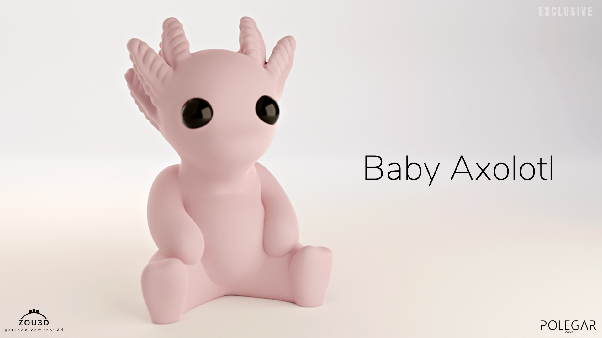 Baby Axolotl Sculpture | Cute 3D Printed Decor