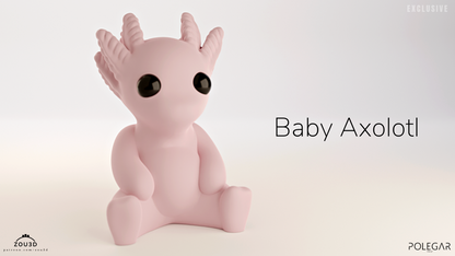 Baby Axolotl Sculpture | Cute 3D Printed Decor